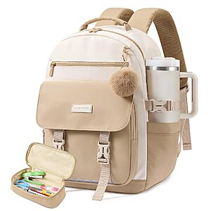 Lovevook Large Capacity Teen Girls School Backpack w/ Pencil Case (Khaki Beige,15.6" Laptop Compartment) $14.98 + Free Shipping w/ Prime or on $35