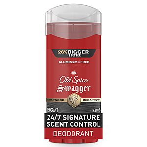 S&S] $3.94:Old Spice Aluminum Free Deodorant for Men,Swagger with Lime & Cedarwood Scent,3.8 oz