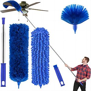15"-100" Telescoping Ceiling Fan/ Cobweb Duster w/ 3 Washable Duster Heads $8.50