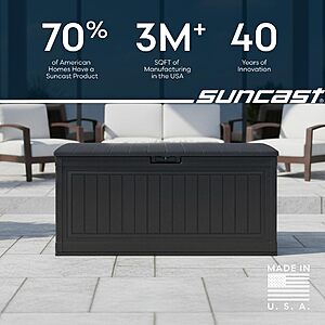 Suncast 80 Gal,Large Outdoor Patio Deck Box,Pad-Lockable Lid,various colors $128.8