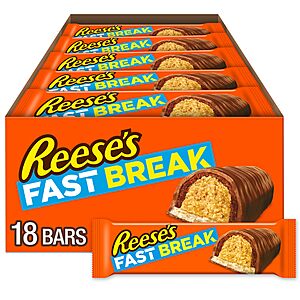 REESE'S FAST BREAK Peanut Butter Nougat Candy Bars, 1.8 oz (Pack of 18)-$12.73-Amazon