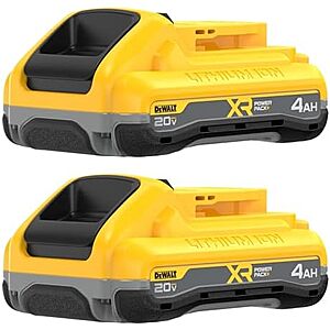 NEW] $179 | 2-Pack DEWALT 20V MAX XR POWERPACK™ Battery,4Ah Lithium Ion (DCB2104-2) at Amazon