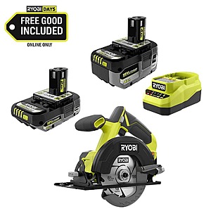 Ryobi ONE+ 18V Lithium-Ion Cordless 5 1/2 inch Circular Saw Kit with (1) 4 Ah Battery,(1) 2 Ah Battery and (1) 2A Charger $99