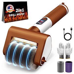 VYTOOV 800RPM Electric Grill Brush,2-Speed BBQ Grill Brush with LED Light/Screen,4000mAh/2 Brush Heads $20.12