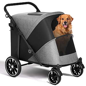 Zoolike XL Dog Stroller,Dual Access 4 Wheel Extra Large Pet Cage Foldable Travel Jogging Carriage Stroller for 2 Dogs,Max 200 Lbs $118.69