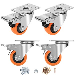 4-Count ASRINIEY Heavy Duty Swivel Caster Wheels w/ Dual Locking Brakes:2" (600-lb Capacity) $12.59 or 4" Dual-Pedal (1200-lb Capacity) $20.29 + Free Shipping w/ Prime or on $35