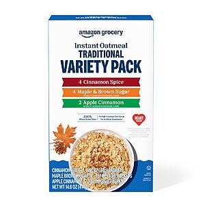 2.42 S&S Amazon Grocery,Traditional Variety Instant Oatmeal,14.6 Oz,10 Ct