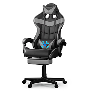 Gaming Chair with Footrest,Ergonomic Game Gamer Chair with Lumbar Support & Headrest,Recliner Leather Computer Chairs $53.98