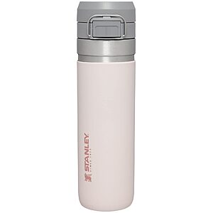 18.75:Stanley Quick Flip GO Water Bottle 24 oz,Push Button Lid,Insulated Stainless Steel,BPA-Free,Rose Quartz