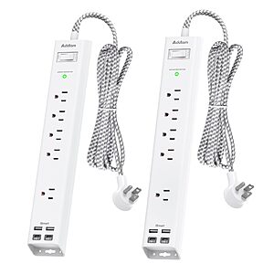 2 Pack Power Strip 10ft 1080J Surge Protector - 5 Widely Spaced Outlets 4 (2 A and 2 C) USB Charging Ports 1875W $20 PRIME SHIPPED (PRIME DEAL