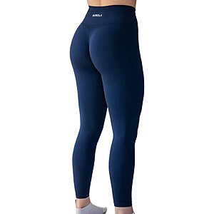 AUROLA Seamless Scrunch Legging Women Yoga Pants 7/8 Tummy Control Workout Running for Workout Fitness Sport Active Ankle Legging-25'' (M,Tuxedo Blue) $26.59