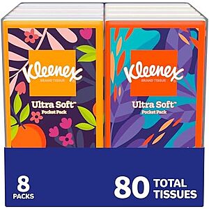 8-Pk 10-Ct Kleenex Ultra On-The-Go Tissue Pocket Packs $1.35 w/ S&S