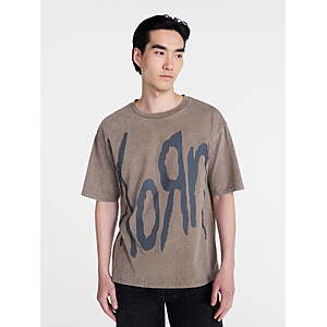 7.01-$8.19,L,XL,WM,Korn Men's & Big Men's Front & Back Mineral Wash Graphic T-Shirt