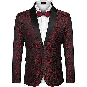 COOFANDY Mens Floral Tuxedo Jacket Paisley Shawl Lapel Suit Blazer Jacket $54