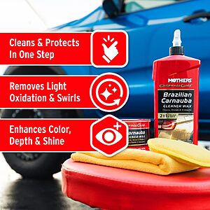 8.10 or less S&S Mothers California Gold Brazilian Carnauba Cleaner Wax,16 oz.(05701 (also 2 count pack for same per unit pricing