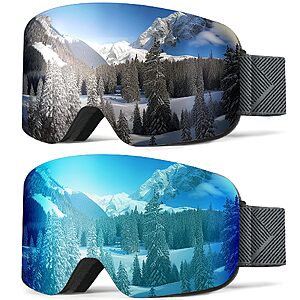 NSSIW Ski Goggles for Men Women Youth,OTG Snowboard Goggles Snow Goggles with Anti Fog and UV Protection Over Glasses 2 Pack​ $23.99 AC