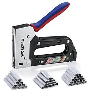 3-in-1 WORKPRO Heavy Duty Upholstery Staple Gun w/ 3000-Count Staples & Safety Lock $15.99 + Free Shipping w/ Prime or on $35
