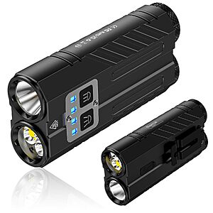 2-Pack Banral 4.13" Rechargeable 1200 Lumens Flat EDC Flashlight w/ UV & Red/Blue LED (EC2402) $21.99 + Free Shipping