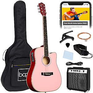 Best Choice Products 41" Acoustic Electric Guitar Starter Set (Pink) w/ Amplifier & Gig Bag $79.99 + Free Shipping