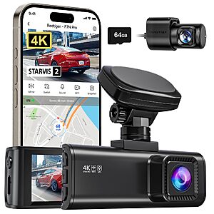 REDTIGER F7N Pro 4K Dash Cam Front and Rear:3.18" IPS Screen,STARVIS 2 Sensor,64GB Card Included,170° Wide Angle $87.8