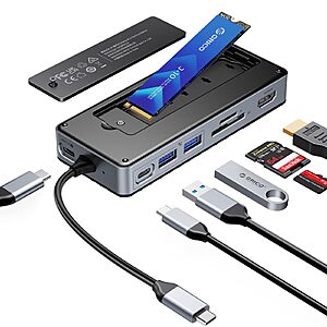 ORICO USB-C Hub with M.2 SSD Enclosure,8-in-1 USB C Docking Station $34.19