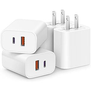 9.98* | 4pk CXX 2-Port 20W USB-C + QC 3.0 USB-A Wall Adapters at Amazon