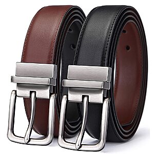 BULLIANT Men's Belt,Reversible Belt Adjustable For Gift Men 1.25”-Cut For Fit-2 Sides in 1 Belt(Not 2)(Black/Light Brown,32"-34" Waist Adjustable) $7.98