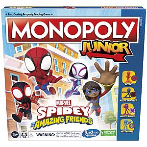 Monopoly Junior:Marvel Spidey and His Amazing Friends Edition Board Game (Ages 5+) $12.30 + Free Shipping w/ Prime or on $35