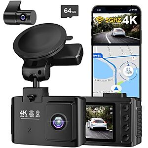 AC] $35* | Wanlipo Dual Channel 4K Front + 2.5K Rear Dash Cam w/ 64GB microSD at Amazon