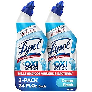 SnS] $3.53* | 2-Pk 24-Oz Lysol Toilet Bowl Cleaner Gel w/ OXI Action (Ocean Fresh) at Amazon