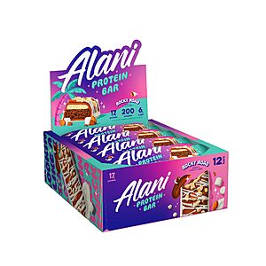 Alani Nu Protein Bars ROCKY ROAD | High Protein Gluten-Free Bars | 16g Protein | Low-Sugar (7G) Low-Carb Healthy Snacks | 12 Individually Wrapped Bars for $10