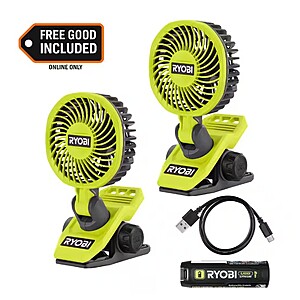 USB Lithium Clamp Fan Kit with 2.0 Ah USB Lithium Battery and Charging Cable with Extra USB Lithium Cordless Clamp Fan $39.97