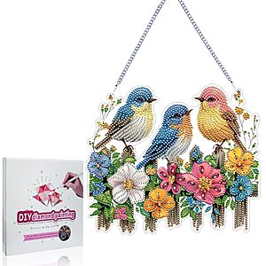 Koikify Bird & Floral Diamond Painting Hanging Ornament Kit $4.99 + Free Shipping w/ Prime or on $35