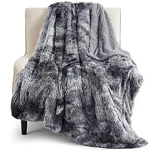 50"x60" Bedsure Faux Fur Sherpa Throw Blanket (Tie Dye Grey) $12