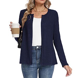 LILBETTER Women's Open Front Long Sleeve Lightweight Cardigan (Blue & Black) $8.99 + Free Shipping w/ Prime or on $35