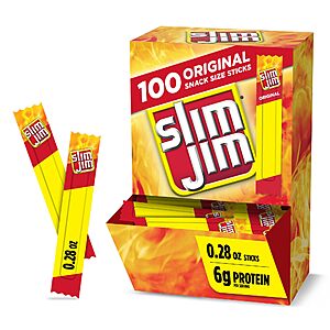 Slim Jim Smoked Meat Sticks,Original Flavor,Snack Size,0.28 oz.(100 Count) $17.07