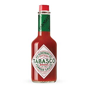 TABASCO Brand Original Red Pepper Hot Sauce, Medium Heat, Glass Bottle, Classic & Versatile Flavor, Three Simple Ingredients 12 Fl Oz (Pack of 1)~$4.29 @ Amazon