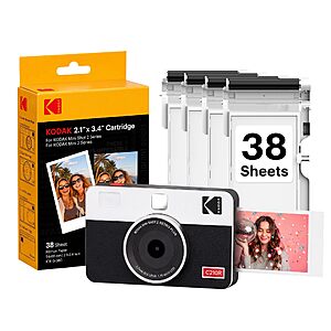Kodak Mini Shot 2 Retro 2-in-1 Portable Print Digital Camera and Bluetooth Photo Printer + 38 Sheets for 2" x 3" Prints (Yellow,White) $54.99 + Free Shipping