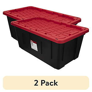 2 pack) Hyper Tough 40 Gallon Extra Large Storage Bin with Snap Lid,Black and Red,Heavy Duty Plastic Storage Container $35.94