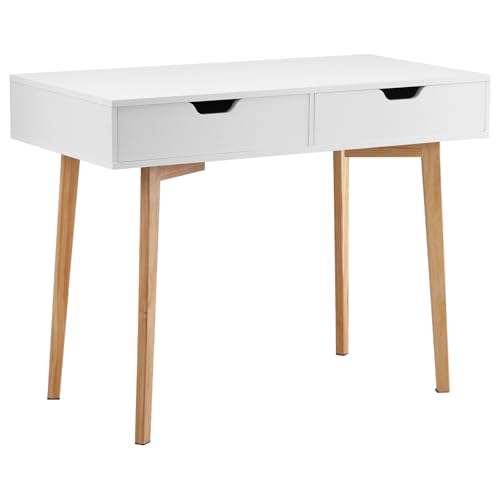 VEVOR Small Desk with Drawers,...for Home,Office,White + Wood