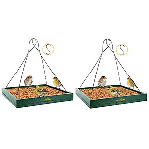 Prime] 2-Pack Wooden Hanging Mesh Platform Bird Feeder Tray $13.49 + Free Shipping