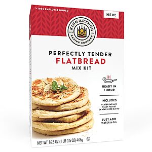 King Arthur Baking Company Perfectly Tender Flatbread Mix Kit 16.5 oz., Baking Mix - Ready in 1 hour~$4.84 With S&S @ Amazon