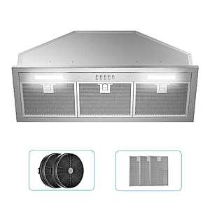 30 in.500 CFM Ductless or Ducted Convertible Insert Range Hood in Stainless Steel with Mesh Filter,3-Speed Fan and LED Lights $169