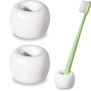 2-Pk Urbanstrive Travel-Friendly Mini Ceramics Toothbrush Holder $2.98