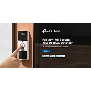 TP-Link Tapo Wire Free 2K Video Doorbell.Night Vision - 2 Way Audio Microsd Slot No Subscription Needed $49.99