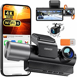 iZEEER iD320 3CH 4K+1080P+1080P Dash Cam with Wi-Fi 6 $49.19 + Free Shipping