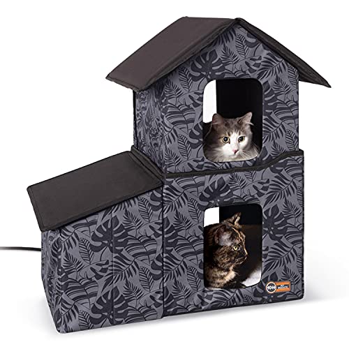 K&H Pet Products Two-Story Out...Heated Gray Leaf 27 X 22 X 27