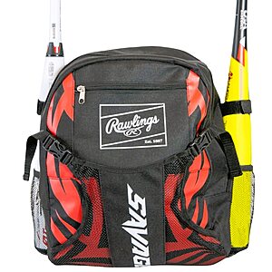 Rawlings Savage Backpack Equipment Bag for T-Ball/Youth Baseball & Softball (Black/Scarlet) $14.76 + Free Shipping w/ Prime or on $35
