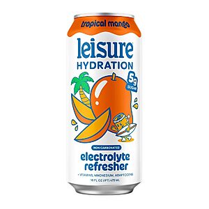 Leisure Hydration,Refresher Electrolyte Tropical Mango,16 Fl Oz