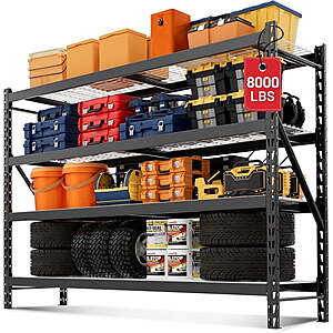 WORKPRO 8000lbs 77" Ultra Wide 4-Tier Metal Garage Storage Shelves,77"W x 24"D x 72"H Shelving Unit,Heavy Duty Adjustable Storage Rack $278